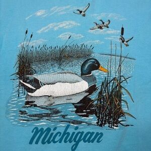 Vintage Shirt Womens Extra Large 1990s Michigan Mallard Ducks Pond USA Single